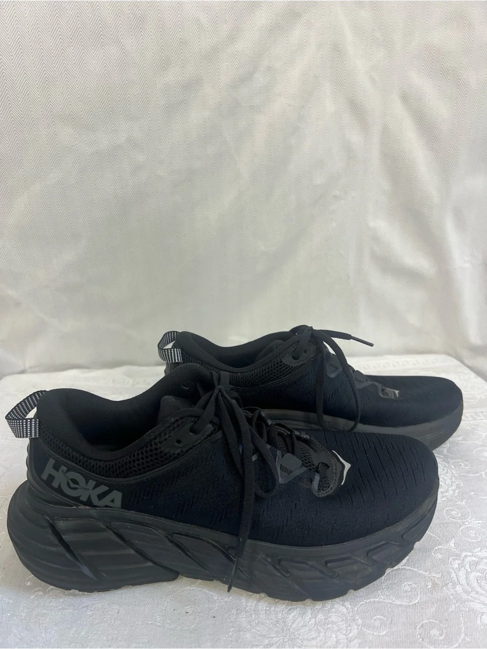 Hoka Men’s Gaviota Black Athletic Walkng Running Shoes Lace Up Max Support 8.5D👍